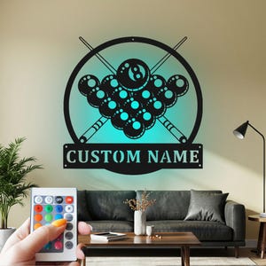 Custom Billard LED-Metallschild: Personalisiertes Pool-Raum-Dekor