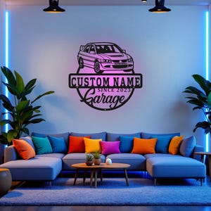 Custom Sign Car Garage Name Metal Custom Sign, Garage Name Laser Cut Metal Wall Art Plaque Man Cave Home Decor Dad&#39;s Gift