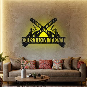 Custom Chainsaw Metal Wall Art: LED Logger Name Sign