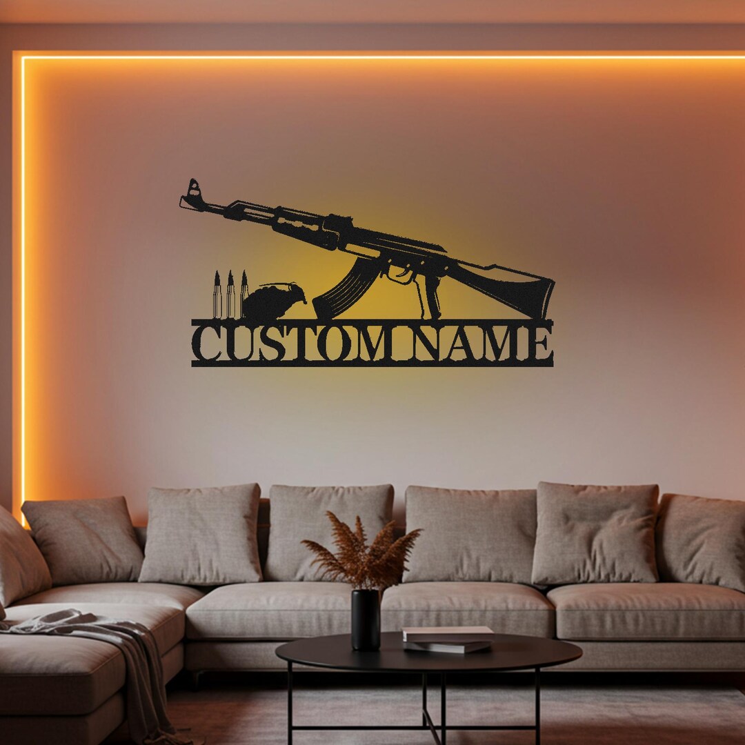 Gun Custom Sign Led Light Metal Wall Decor Gunlover Name Custom Sign ...