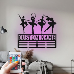 Custom Ballerina Medal Holder with RGB LED: Personalized Ballet Dancer Gift