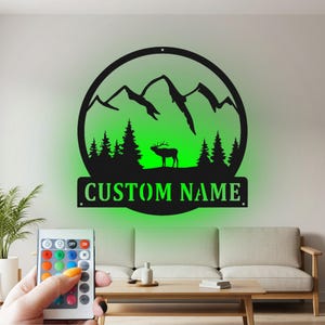 Custom Elk Metal Wall Art with LED: Personalized Name Sign