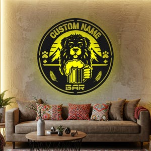 Custom Pyrenean Mountain Dog Beer Bar LED Metal Sign