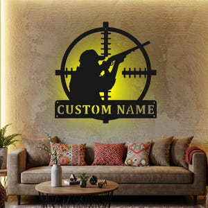 Schild Shooting Sports Metallschild, Shooting Sportschild Metall Wand Kunst Led Licht, Shooting Sports Metall Wanddekor, Shooting Sports