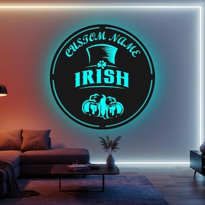 Insegna da pub irlandese personalizzata: decorazione da parete in metallo a LED