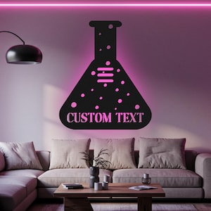 Science Teacher Science Student Custom Sign Led Light Metal Wall Decor Science Beaker Name Custom Sign Chemistry Class Decor Lab Decor Art
