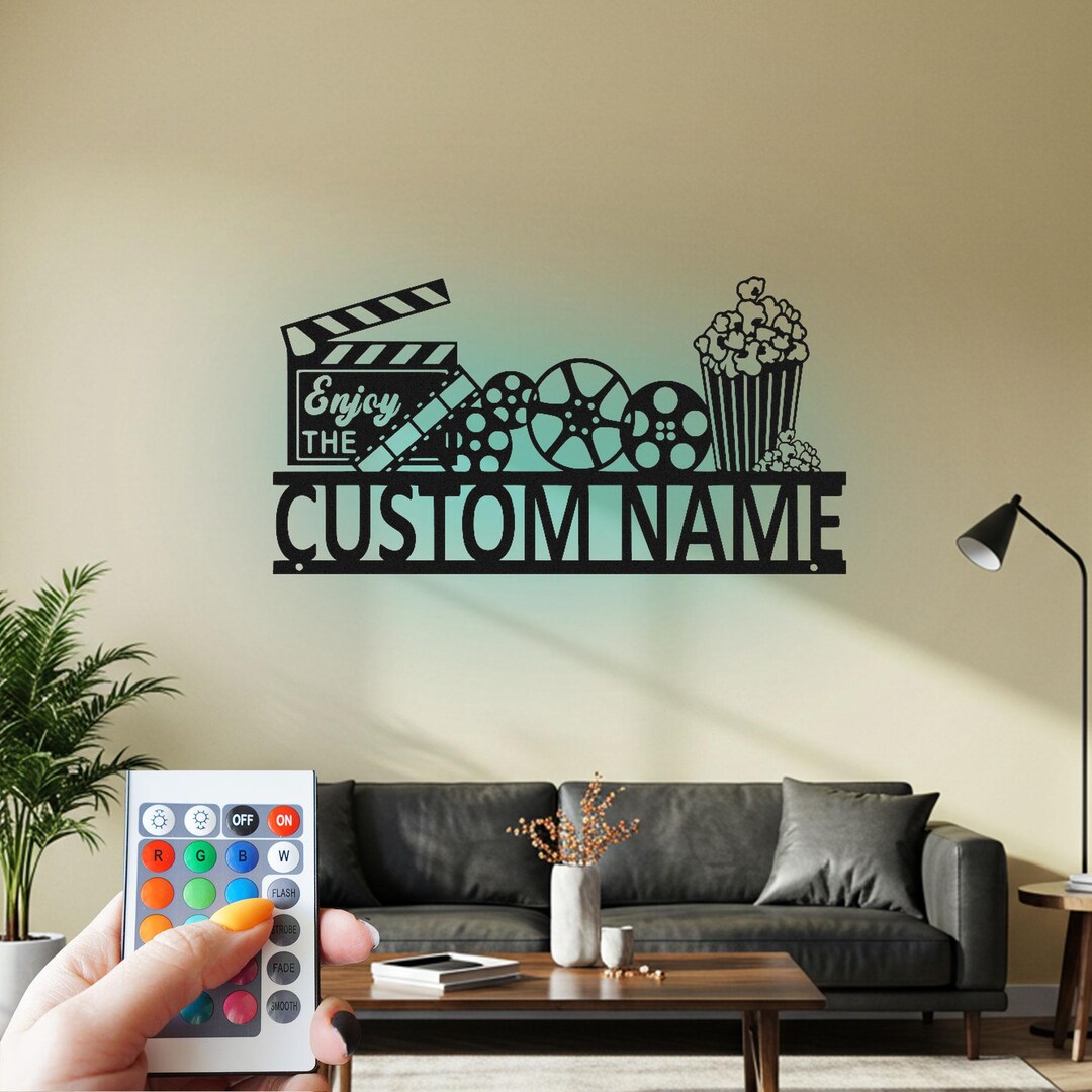 Custom Home Theater Metal Wall Art With RGB LED Light - Etsy