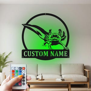 Axolotl Custom Sign Metal Wall Art Led Light, Custom Sign Axolotl Name Custom Sign Decoration For Room, Axolotl Metal Led Decor, Axolotl