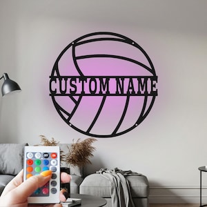 Custom Volleyball Metal Wall Art with LED Light