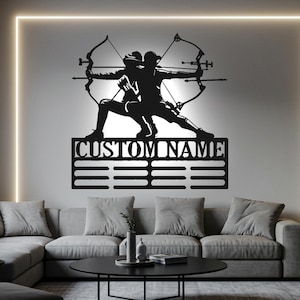 Custom Archery Medal Holder: LED Light Metal Wall Art