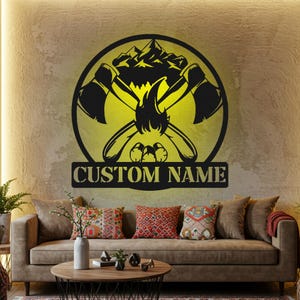 Custom Axe Throwing LED Metal Wall Art: Personalized Home Decor