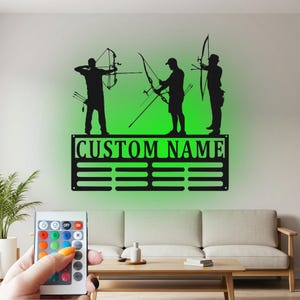 Personalized Archery Medal Holder with RGB LED Light