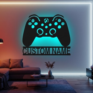 Video Game Custom Sign Led Light Metal Wall Decor Gamer Name Custom Sign Home Decor Controller Game Wall Decoration Artwork