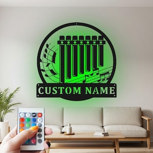 Custom Pan Flute Metal Wall Art with RGB LED Light