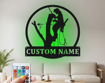 Custom Arborist Metal Wall Art with RGB LED Light