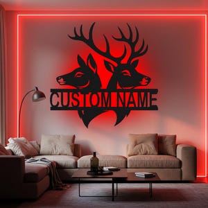 Custom Deer LED-Metallwand-Kunst: Jäger-Namensschild