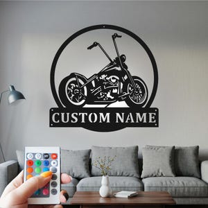 Custom Motorcycle Garage Metal Sign: Laser Cut Biker Wall Art