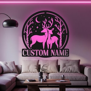 Custom Deer LED-Metallwand-Kunst: Jäger-Namensschild