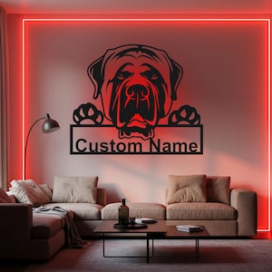 Personalized English Mastiff Metal Sign: LED Wall Decor