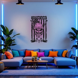 Hockey Goalie Sign Metal Wall Art Led Light, Sign Hockey Goalie Name Sign Decoration For Room, Hockey Goalie Metal Led Decor