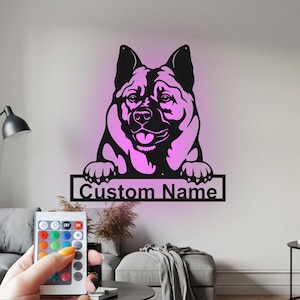 Custom Norwegian Elkhound Metal Wall Art with LED