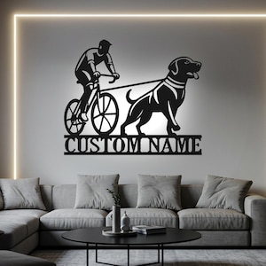 Custom Bikejoring Dog Name Sign: LED Metal Wall Art