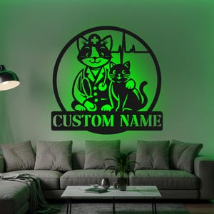 Veterinary Custom Sign Led Light Metal Wall Decor Veterinarian Doctor Name Custom Sign Home Decor Housewarming Gifts Gift For Vet Circle