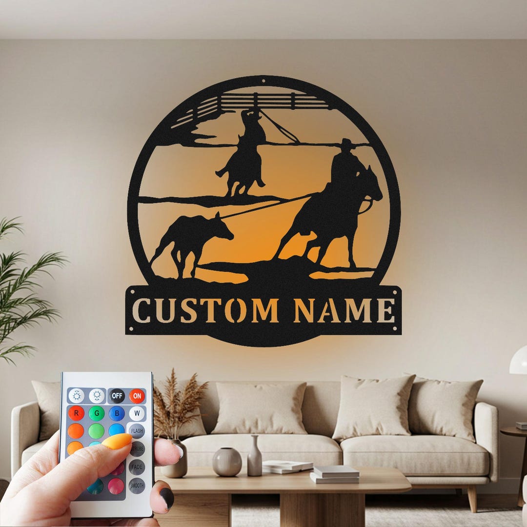 Custom Team Roper Metal Wall Art: Cowboy Horse LED Sign - Etsy