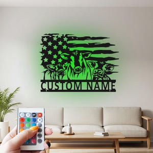 US Cow Farm Metal Custom Sign, Custom Sign Cow Farm Name Custom Sign Decoration For Room, Cow Farm Metal Led Decor, Cow Farmer Gift