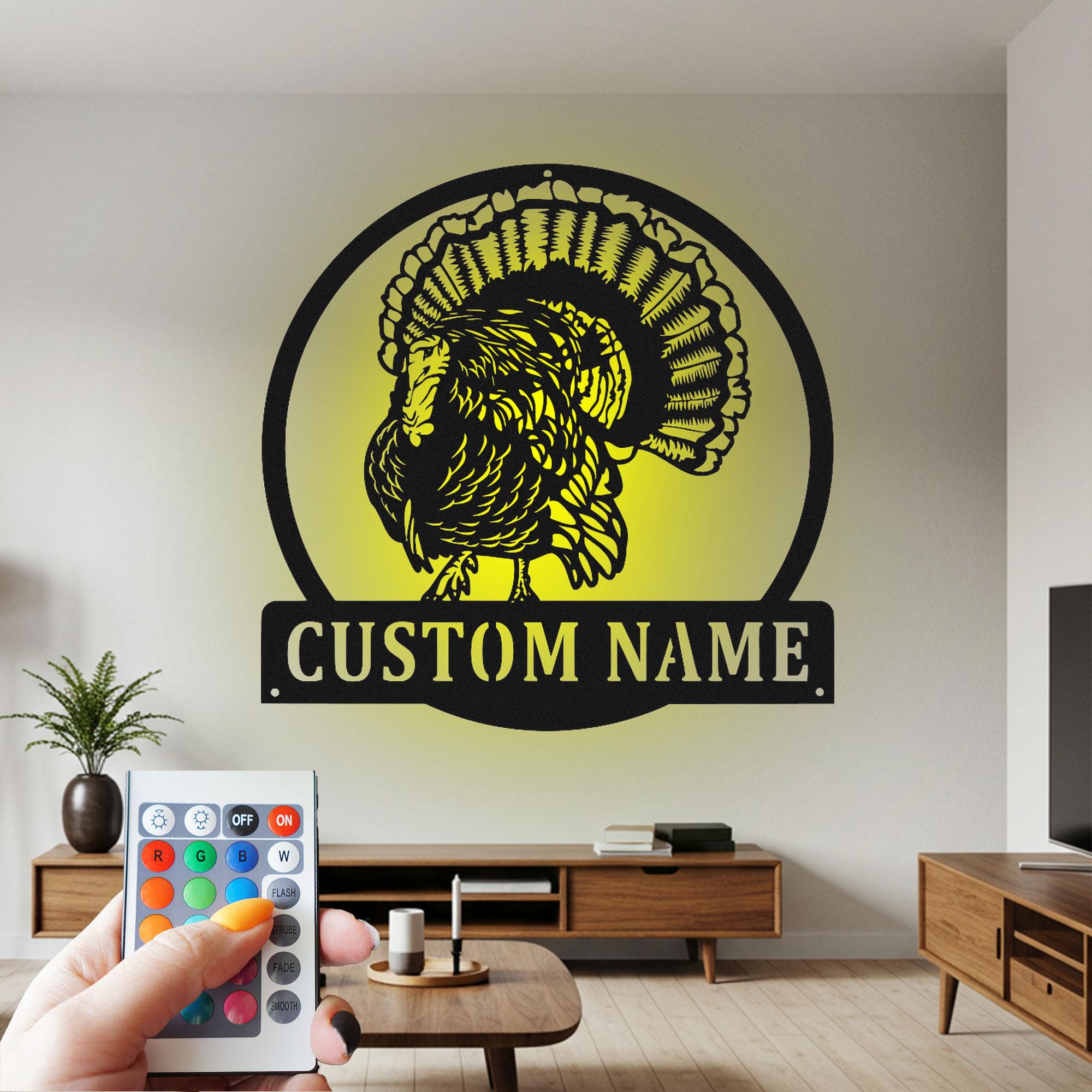Custom Wild Turkey Metal Wall Art With LED Light