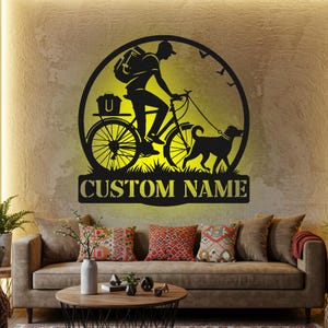 Custom Bikejoring Metal Wall Art: LED Dog Name Sign