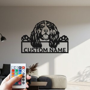 Cavalier King Charles Spaniel Metal Custom Sign, Dog Wall Art With Led Light, Dog Metal Wall Decor, Cavalier King Charles Spaniel
