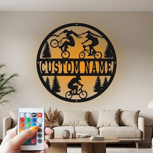 Custom BMX Medal Holder with LED: Personalized Bicycle Motocross Sign