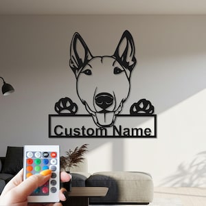 Bull Terrier Metal Custom Sign, Bull Terrier Custom Sign Metal Wall Art Led Light, Dog Metal Custom Sign, Dog Lover Gift, Dog, Bull Terrier