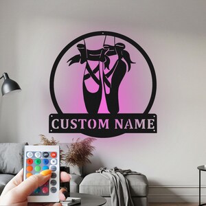 Custom Ballerina Shoes Metal Wall Art with LED Light
