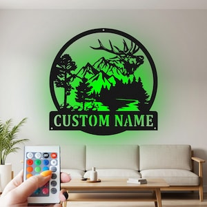 Custom Elk Metal Wall Art: LED Name Sign, Personalized Decor