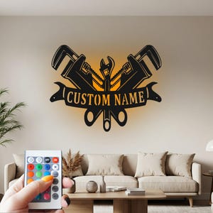 Custom Plumber Metal LED Sign: Personalized Home Decor