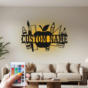 Teacher Split Custom Sign Metal Wall Art Led Light, Teacher Name Custom Sign Decoration For Room, Teacher Home Decor, Teacher, Teacher Gift