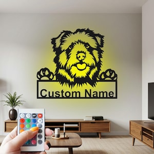 Custom Norfolk Terrier Metal Wall Art with RGB LED Light