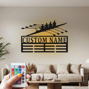Rowing Medal Holder Light, Custom Sign Rowing Player Name Medal Hanger, Rowing Medal Display Awards Custom Sign,Rowing Name Custom Sign