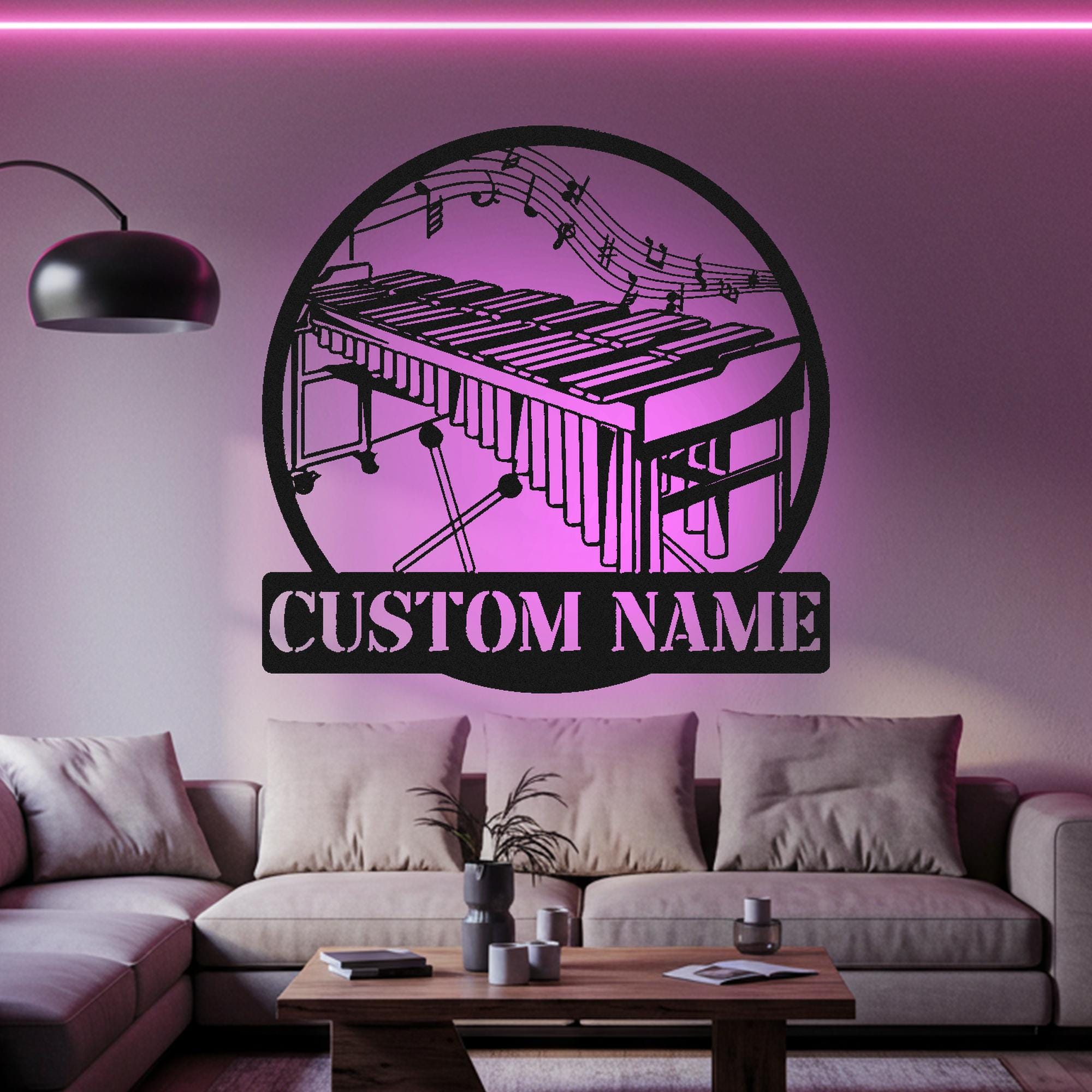 Custom Marimba Metal Wall Art: LED Light, Personalized Music Decor