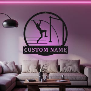 Personalized Pole Vault Metal Sign with LED Light