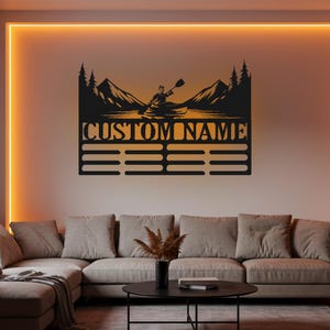 Custom Rowing Medal Holder: LED Light Metal Wall Art