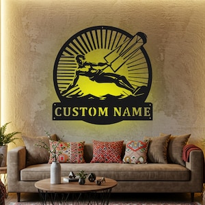 Personalized Kitesurfing Metal Wall Art with LED