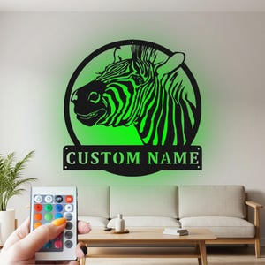 Custom Zebra Metal Wall Art with LED: Personalized Home Decor
