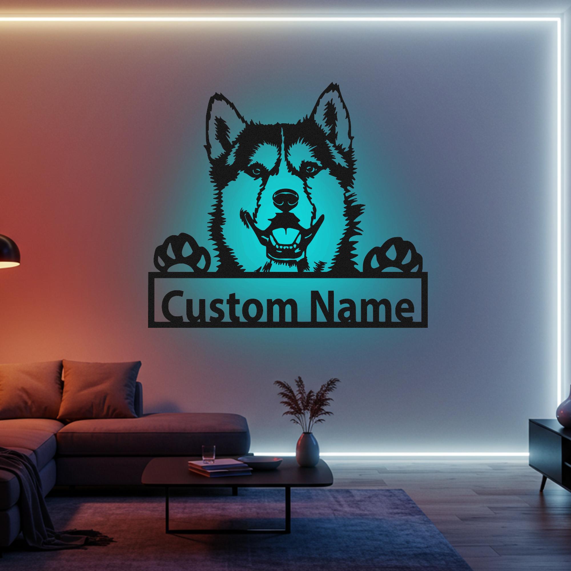 Personalized Siberian Husky Metal Wall Art with LED