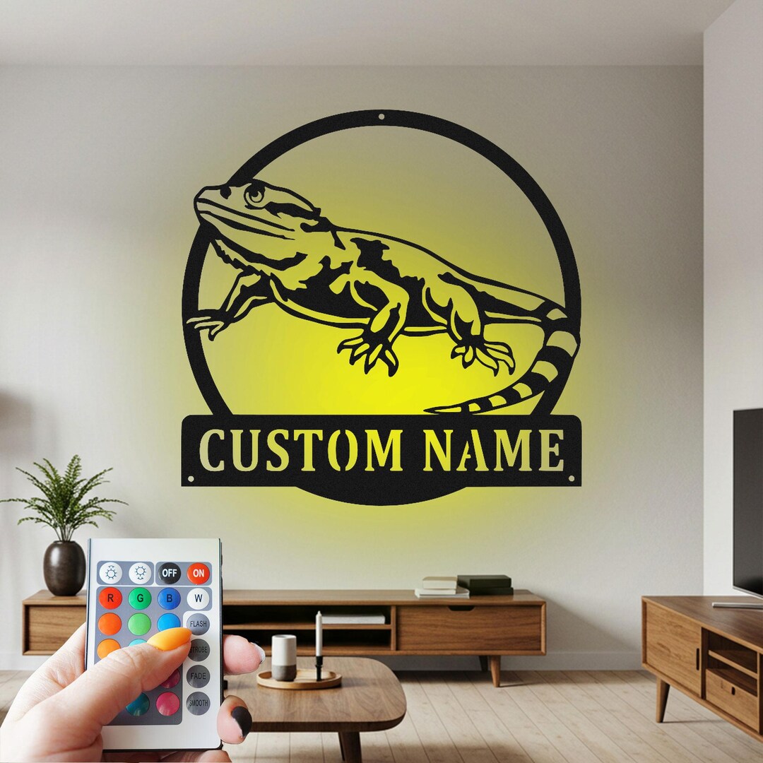 Custom Bearded Dragon Metal Wall Art With LED Light - Etsy