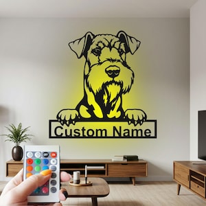 Custom Airedale Terrier Metal Wall Art with LED Light