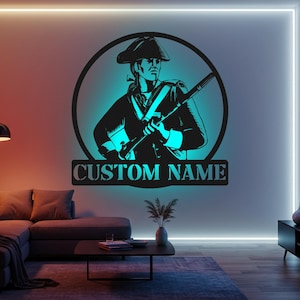 Custom Musketeer LED Metal Wall Art: Personalized Soldier Name Sign
