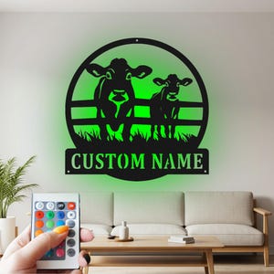 Cow Farm Metal Custom Sign, Custom Sign Cow Farm Name Custom Sign Decoration For Room, Cow Farm Metal Led Decor, Cow Farmer Gift